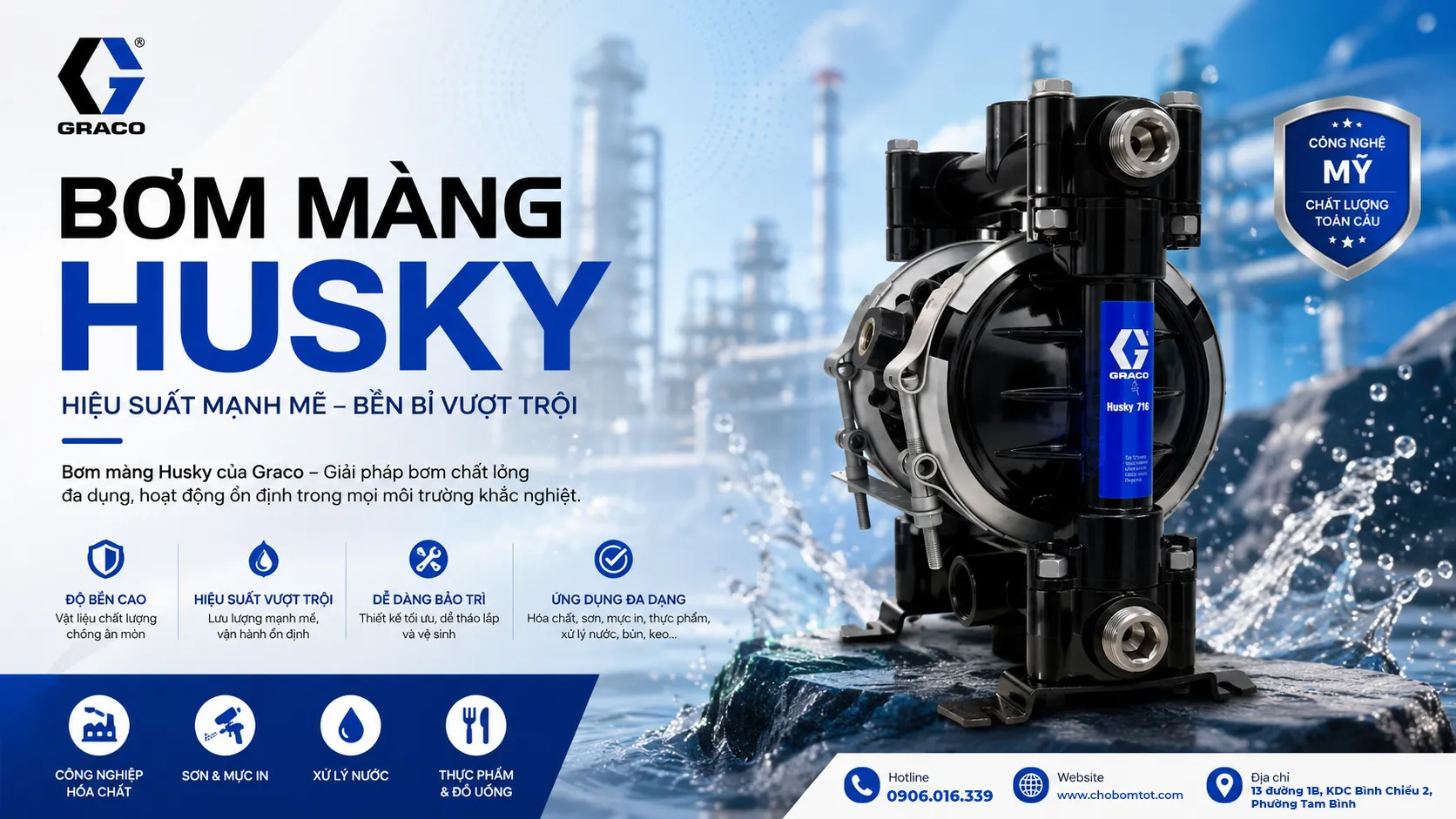 bơm màng husky chính hãng graco