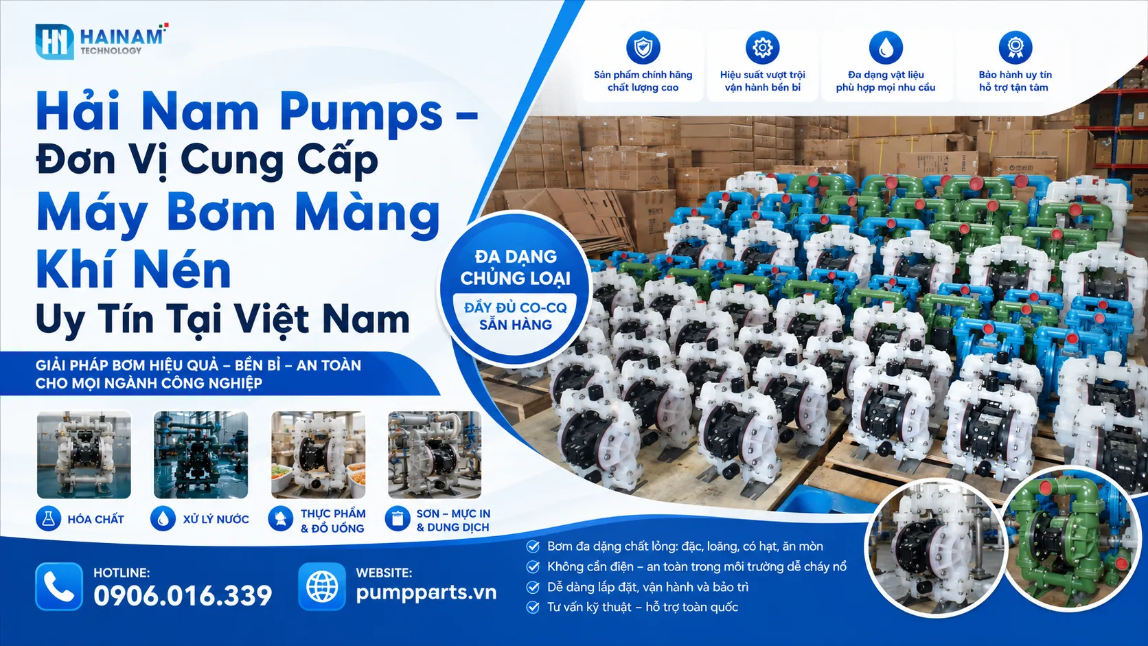 Hải Nam Pumps – Đơn Vị Cung Cấp Máy Bơm Màng Khí Nén Uy Tín Tại Việt Nam