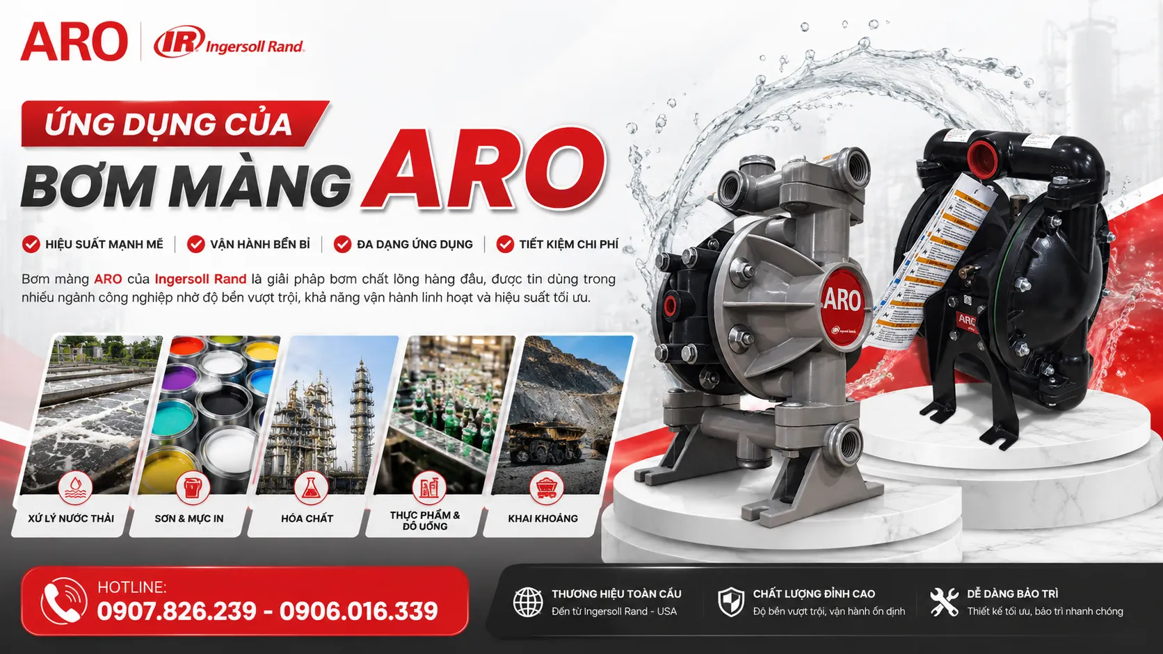 ứng dụng thực tế bơm màng aro