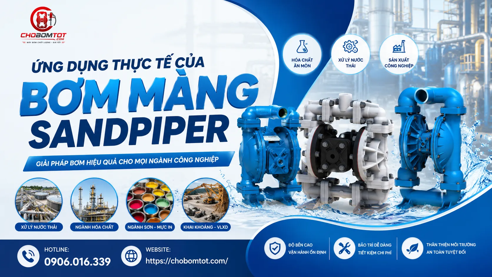 ứng dụng thực tế bơm màng sandpiper